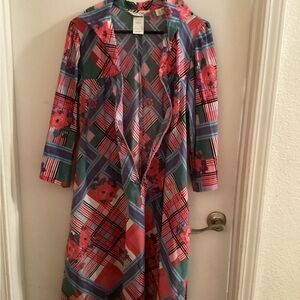 Multicolor Patterned House Coat Vintage Sizing 18